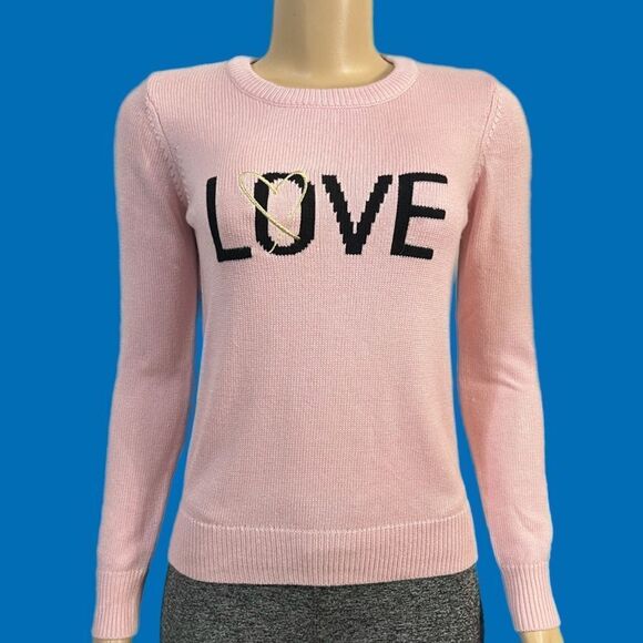 Victoria’s Secret Crewneck Love print Gorgeous long sleeve Sweater Pink XSmall - Picture 3 of 6